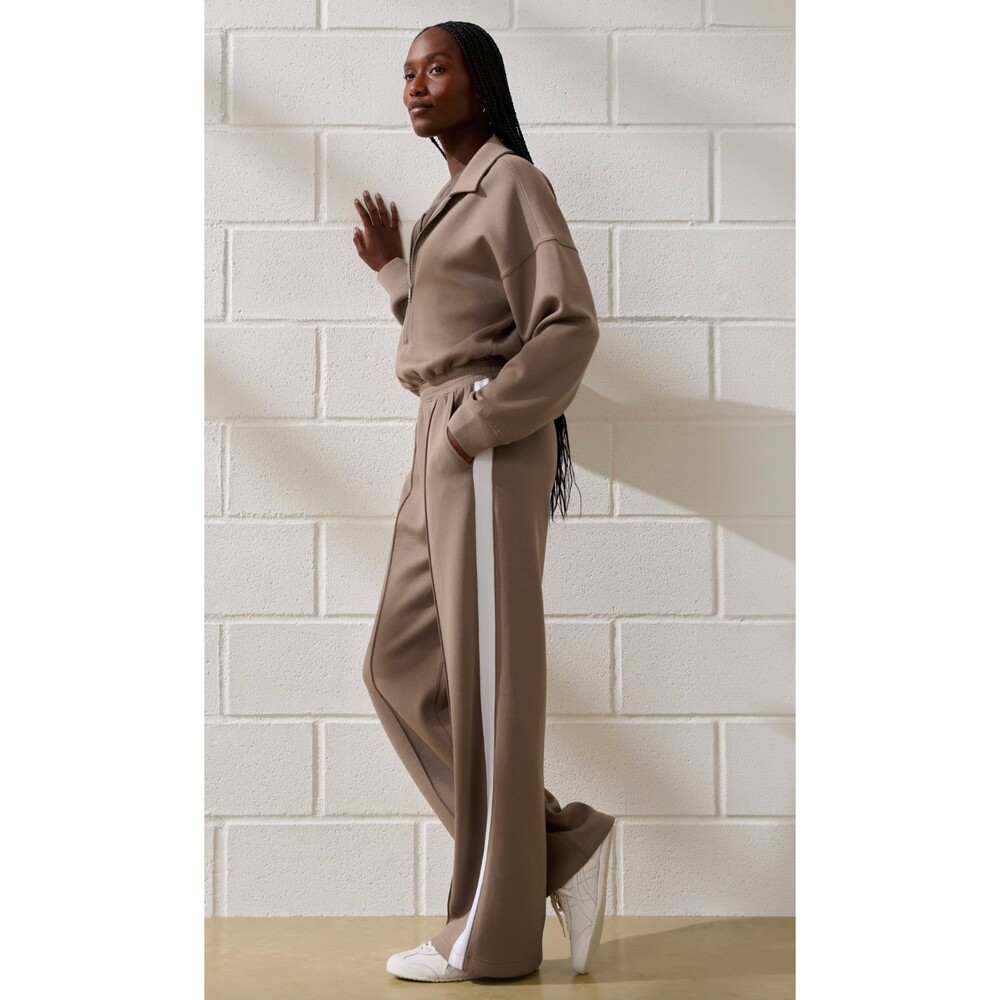 Abercrombie Ypb Neoknit Long-Sleeve Half-Zip Jumpsuit Brown Striped Size Small